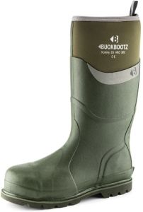 BUCKBOOTZ BBZ6000GR S5 GREEN NEOPRENE/RUBBER HEAT AND COLD INSULATED SAFETY WELLINGTON BOOT SIZE 12