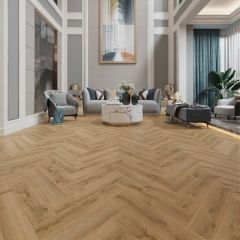 Allora 5mm Rigid SPC Herringbone Flooring in Rustic Oak